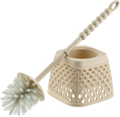 KADAX Toiletborstel, toiletborstelhouder met handvat, wc-borstel van kunststof, wc-set van plastic, toiletborstelhouder, wc-borstel met houder (beige)