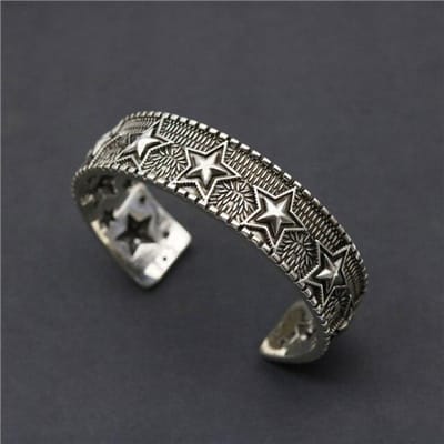 925 Zilver Vijfpuntige Ster Open Heren- en Damesarmbanden Oude Persoonlijkheid Dominerend Hip-hop Punk Koppelarmbanden zilver