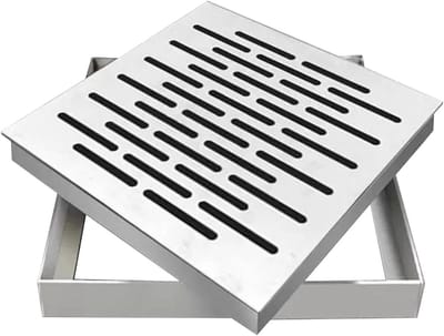 Afvoersysteem Roestvrij Staal - Waterafvoer Rooster - Efficiënte Waterafvoer - Dubbel Drainagesysteem - 40 x 40 cm - Zilver