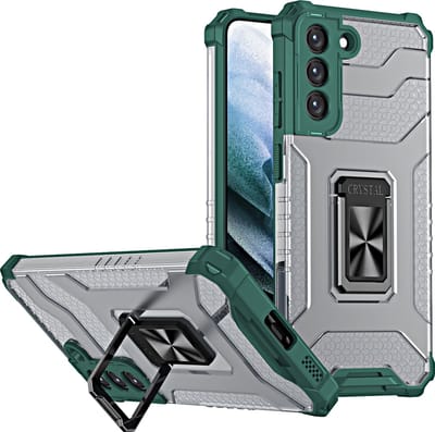 Hoesje Geschikt Voor Samsung Galaxy S21 Ultra hoesje transparent rugged case Groen - hoesje Hoesje Geschikt Voor Samsung Galaxy S21 Ultra military Grade met auto magnetische schokabsorptie hoesje