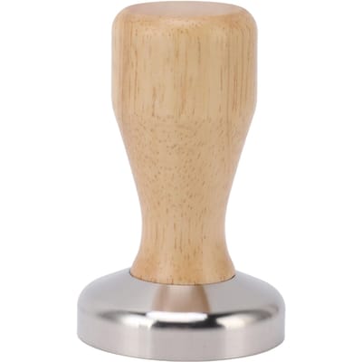 Koffietamper 304 Roestvrijstalen Basis Koffiepoeder Bonen Pershamer met Houten Handvat voor Thuis beige