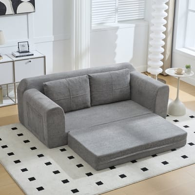 Wishdor - Opvouwbare Vloerslaapbank - 2-In-1 Zit- En Slaapfunctie - Modern Ontwerp - Voor Woonkamer - Stof - Donkergrijs