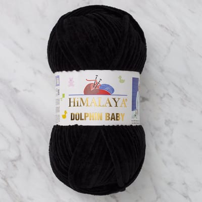 Himalaya Dolphin Baby 80311 Zwart Fluwelen Garen, Breien en Haken, 100g, Super Zacht, Fluweel Breigaren, Volumineuze Pluche, Schijnen Fluweelachtig, Chenille Dolfijn Baby Wol, Amigurumi, Velluto Velours, Breiwol, Haakgaren, Kind Deken