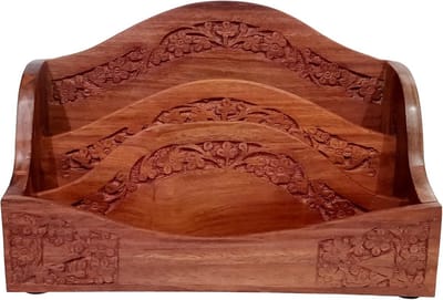 Purpledip Houten Bureau Organizer: Gesneden Stand Voor Tijdschriften Boeken Of Papier Documenten (12655)