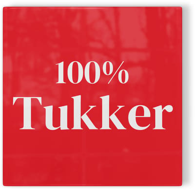 Tegeltje Twente 100% Tukker - rood wit - tegeltje stad - tegeltje met tekst