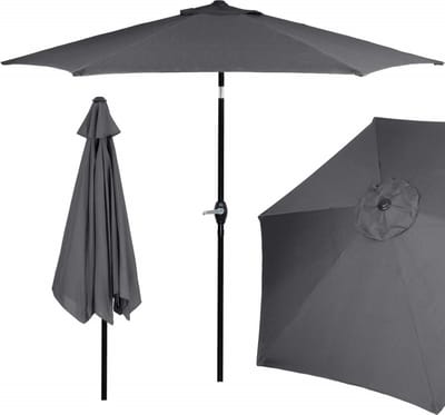 Springos Parasol | Parasols | Kantelbaar | Met ventilatie | Graphite | Ø 250 cm