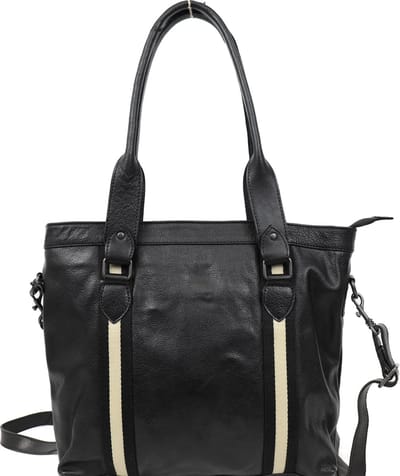 Bear Design Tygo Stripe Leren Handtas / Schoudertas - Zwart