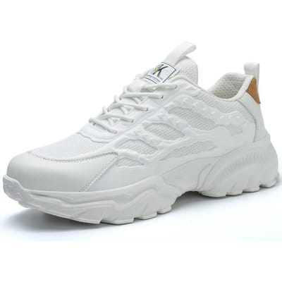 Sportieve zwart-witte tweekleurige veiligheidsschoenen voor heren en dames, stalen neus anti-impact, anti-perforatie, slijtvaste werkschoenen 43 wit