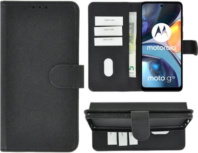 MoDo hoesje Geschikt voor Motorola Moto G22 - Kunstleer Book Case - Zwart
