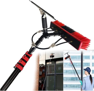 Telescopische Wasborstel - Uittrekbare Borstel - Ramen Glazend Reinigen - Flexibele Hoekinstelling - 36 m - Zilver