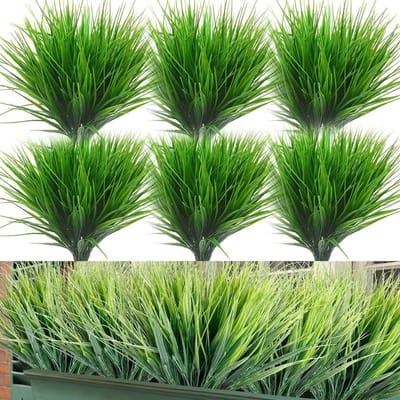 Kunstgras Bundels - Nepgras Planten - Decoratie Binnen Buiten - UV Bestendig Vervaagt Niet - 34-40 cm Hoog - Groen