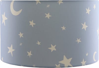 Olucia - STARS - Kinder Slaapkamer Plafondlamp - Blauw / Wit - Geschikt voor Tienerkamer/Kinderkamer/Babykamer - Vorm: Cilinder