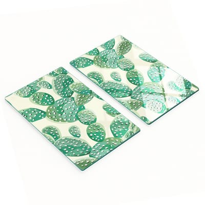Multifunctionele decoratieve glazen borden met cactusprint 2x30x52 cm