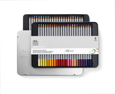 Winsor & Newton 0490014 Studio Collection Kleurpotloden Set 48 stuks – Dikcores Wax-Based Tekenpotloden in Metalen Blik