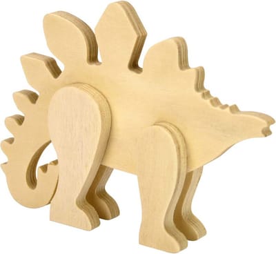 Stegosaurus Dinosaurus - Hout 3D Staand - Hobby & DIY - Duurzaam & Onbehandeld Hout - 16x11.5x2.7cm