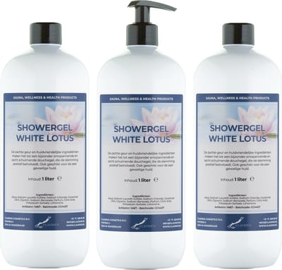 Douchegel White Lotus 1 liter - set van 3 stuks - met gratis pomp - showergel