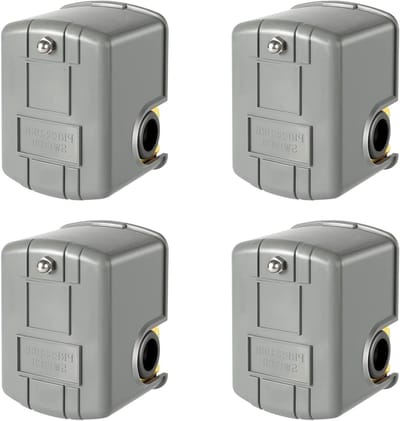Pomp Drukschakelaar - Bronpomp Controle - Waterdruk Regelen - Instelbaar Differentieel - 4 Stuks - Grijs