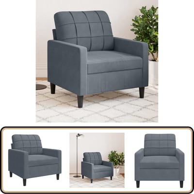vidaXL - Fauteuil - 60 - cm - fluweel - donkergrijs