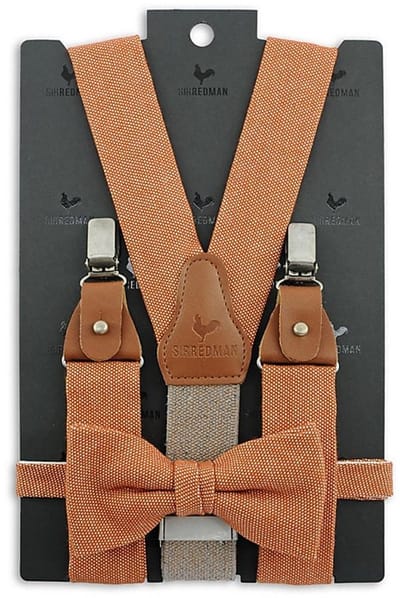 Sir Redman - Bretels met strik - x Aarden bretels combi pack Sustainable Stan Rust - roestoranje / wit