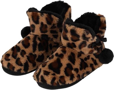Apollo Pantoffels/sloffen luipaard print - dames - taupe - maat 37-38 - dieren sloffen - hoog
