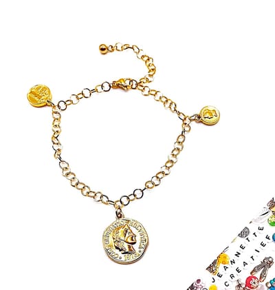 Jeannette-Creatief® - Bedelarmband - Bedelarmband Golden Coins - Munten Armband - Armband Coins - RVS Armband - Goudkleurige Armband - Armband met Bedels - Armband met Muntjes - Munten - Coins - Money - Geld - Armband