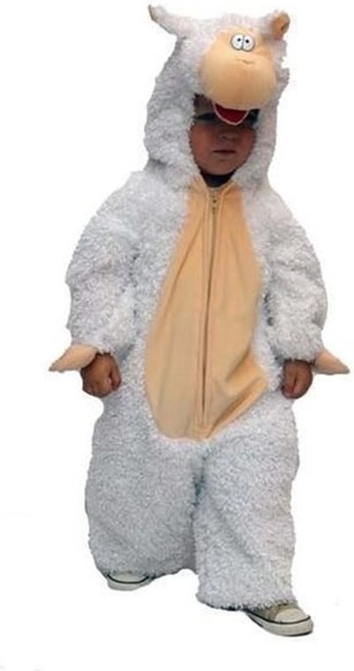 Pluche schaap/lammetje carnaval verkleed kostuum - Dierenpak voor kinderen - wit - Schapenpak 104
