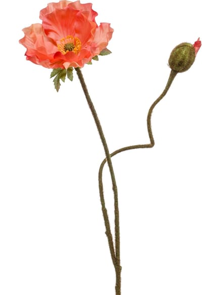 Emerald - Kunstbloem Klaproos 74cm peach - Kunstplant voor binnen