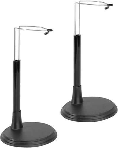 Poppenstandaard Set - Universele Poppenhouder - Poppen Presenteren - Verstelbare Hoogte - 20 cm Poppen - Zwart
