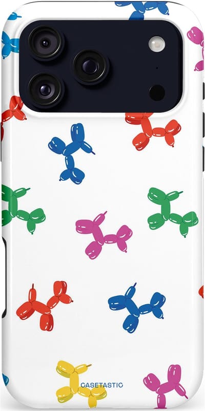 Casetastic hoesje geschikt voor Apple iPhone 17 Pro Max - MagSafe - Dubbellaagse bescherming - Ballonnen hondje - Fashion Case - Wit
