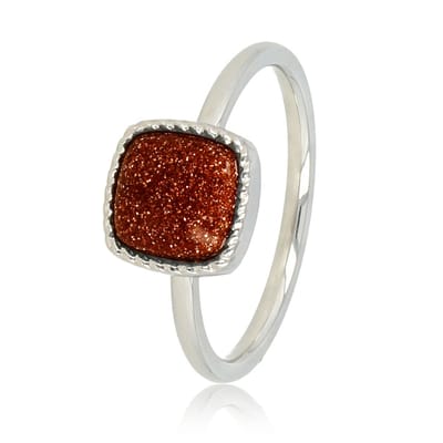 My Bendel - Zegelring met Gold Sandstone Edelsteen - Chique en Positief - met Luxe Cadeauverpakking | Sieraden Voor Dames | Maat 16.00 Mm / Maat 50