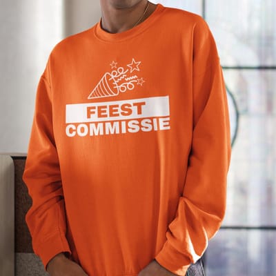 Oranje Koningsdag Sweater Feestcommissie - MAAT XS - Feestkleding & Carnavalskleding