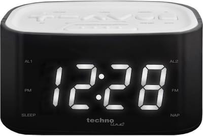 TECHNOLINE WT465 KLOK / WEKKERRADIO, wit-zwart - met duidelijk VOELBARE TOETSEN