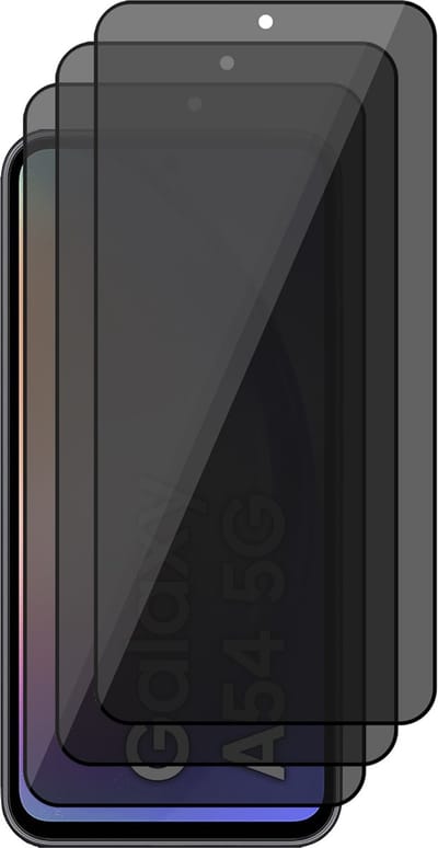 Privacy Screenprotector geschikt voor Samsung Galaxy A54 - 3x Glas Screen Protector FullGuard