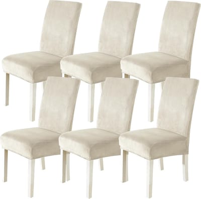 Famanu – Stoelhoezen - set van 6 - stretch - schommelstoel - elastische hoezen - stoelhoes - afneembaar - wasbare stoelbescherming voor keuken - restaurant - hotel - banket - bruiloft (groen - 6 stuks)