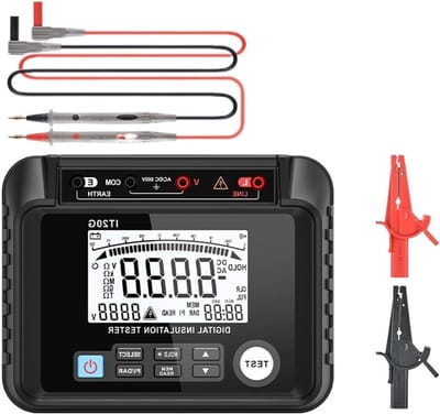 Isolatieweerstandstester - Digitale Megger Meter - Elektrische Apparaten Testen - 100 Datasets Opslag - 20GΩ - Zwart