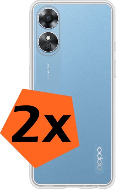 Hoes - 2 Stuks - Geschikt voor OPPO A17 - Sterk & Shockproof - Case Siliconen - Back Cover - Telefoon Hoes - Transparant