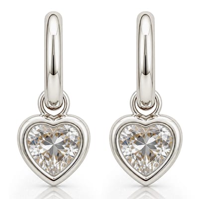 Pax Amare Subtiele Oorbellen met Zirkonia Hartje - Zilverkleurig Stainless Steel - Oorhangers met Hart Hanger