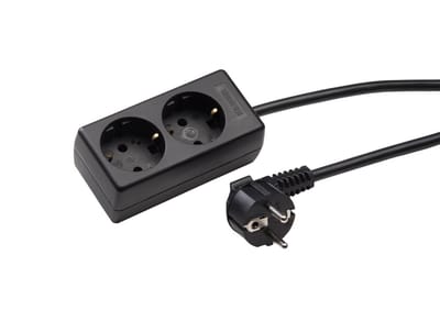 Martin Kaiser 2-weg contactdoos aardingscontactkabel 5m zwart (Europese Stekkerdoos) - 1020ZL5-15W/sw [10 stuks]
