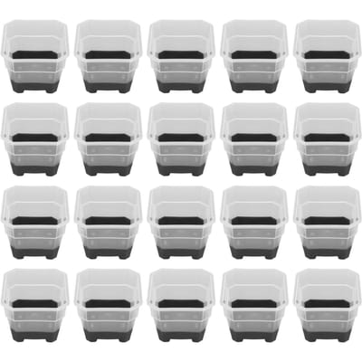 20 Stuks Kwekerijpot Plantenbakken Variatiepakket Herbruikbare Bloemen Plant Zaadpot Plastic Siliconen Vierkant zwart