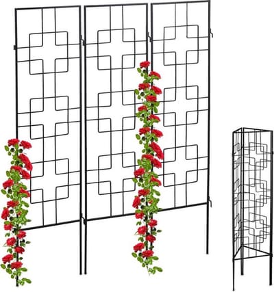 Thuys – Multifunctioneel Klimrek – Voor Planten – Wandrek voor Buiten – Staal – Nature – 183x122 cm – Zilver