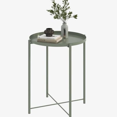 Ronde bijzettafel - Eettafel klein - Meerdere ruimtes - Afneembare dienblad - Niet gespecificeerd - Groen