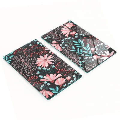 Decoratieve snijplanken van gehard glas met lentebloemenmotief, 2x30x52 cm