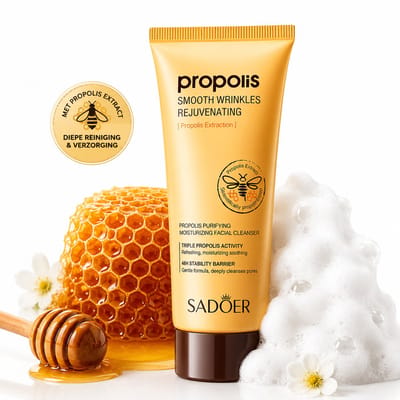 SADOER Propolis Gezichtsreiniger 100g | Hydraterende Gezichtsreiniging | Diepe Poriënreiniging | Reinigingsschuim Gezicht | Face Cleanser Propolis | Anti-Aging Huidverzorging | Tegen Droge Huid | Verzorgende Facial Cleanser