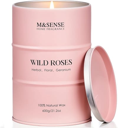 Natuurlijke Sojawas Geurkaars Wilde Roos, 120 Uur Brandtijd, Aromatherapie voor Ontspanning