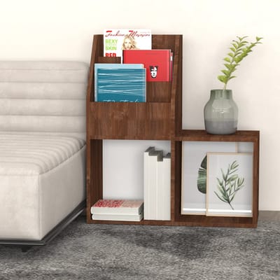 vidaXL - Kindertijdschriftenrek - 71x30x78,5 - cm - bewerkt - hout - bruineiken