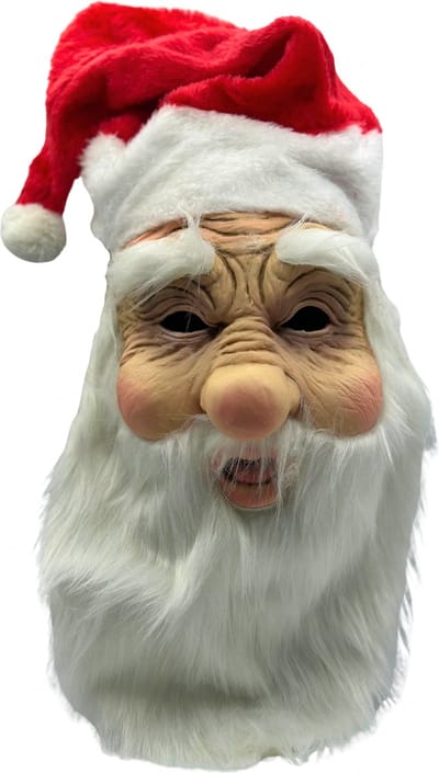 Kerstman masker - masker met kerstmuts en kerstman baard - kerstman pak - kerstman decoratie