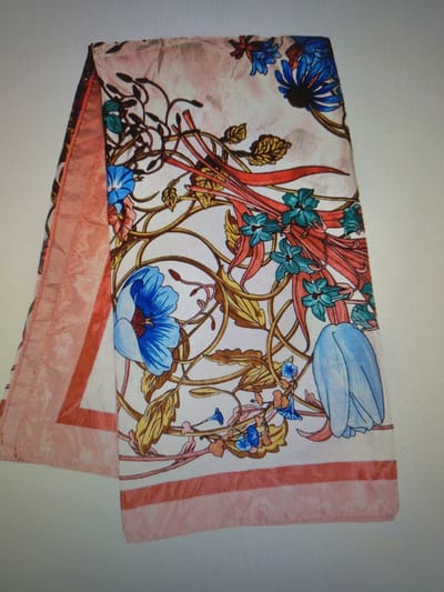Vierkante dames sjaal Julia-gebloemd motief-90x90-wit roze groen bruin blauw zwart geel