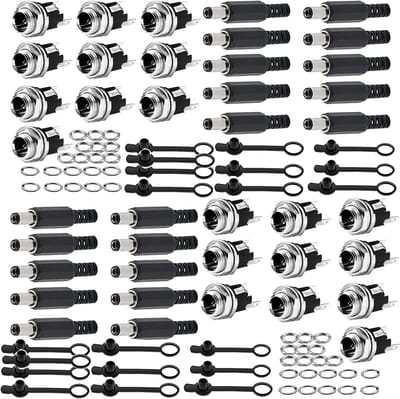100 Stuks DC Hollow Socket Set 5.5 x 2.1 mm en 5.5 x 2.5 mm, DC Plug Solder Connector, Lage Spanning Connector, Rubber Beschermkleppen voor Audio en Elektronica