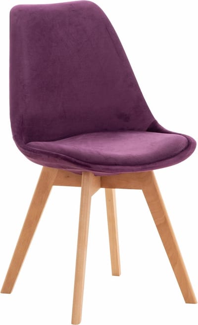 CLP Linares Eetkamerstoel - Design Keukenstoel - Scandinavisch Kuipstoel - Houten Poten Fluweel/purper