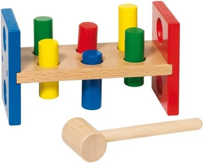 Hamerbank - Houten spel - Motorische ontwikkeling - Massief hout - 21.5 cm - Gemengd